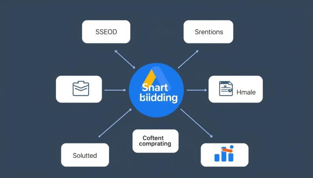 Diagrama de integração do Google Ads Smart Bidding com outras estratégias de marketing Diagrama de integração do Google Ads Smart Bidding com outras estratégias de marketing