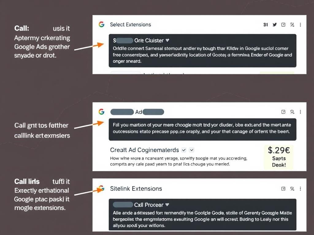 Exemplos de extensões de anúncios do Google Ads corretamente configuradas