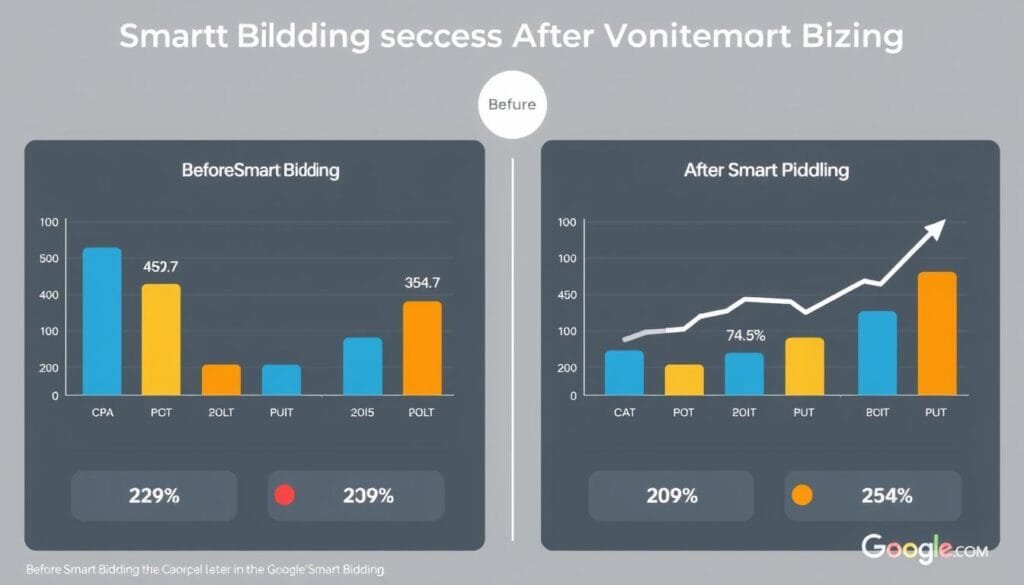 Gráfico de resultados de caso de sucesso com Google Ads Smart Bidding Gráfico de resultados de caso de sucesso com Google Ads Smart Bidding