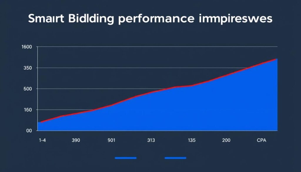 Gráfico mostrando a evolução do desempenho do Google Ads Smart Bidding ao longo do tempo Gráfico mostrando a evolução do desempenho do Google Ads Smart Bidding ao longo do tempo