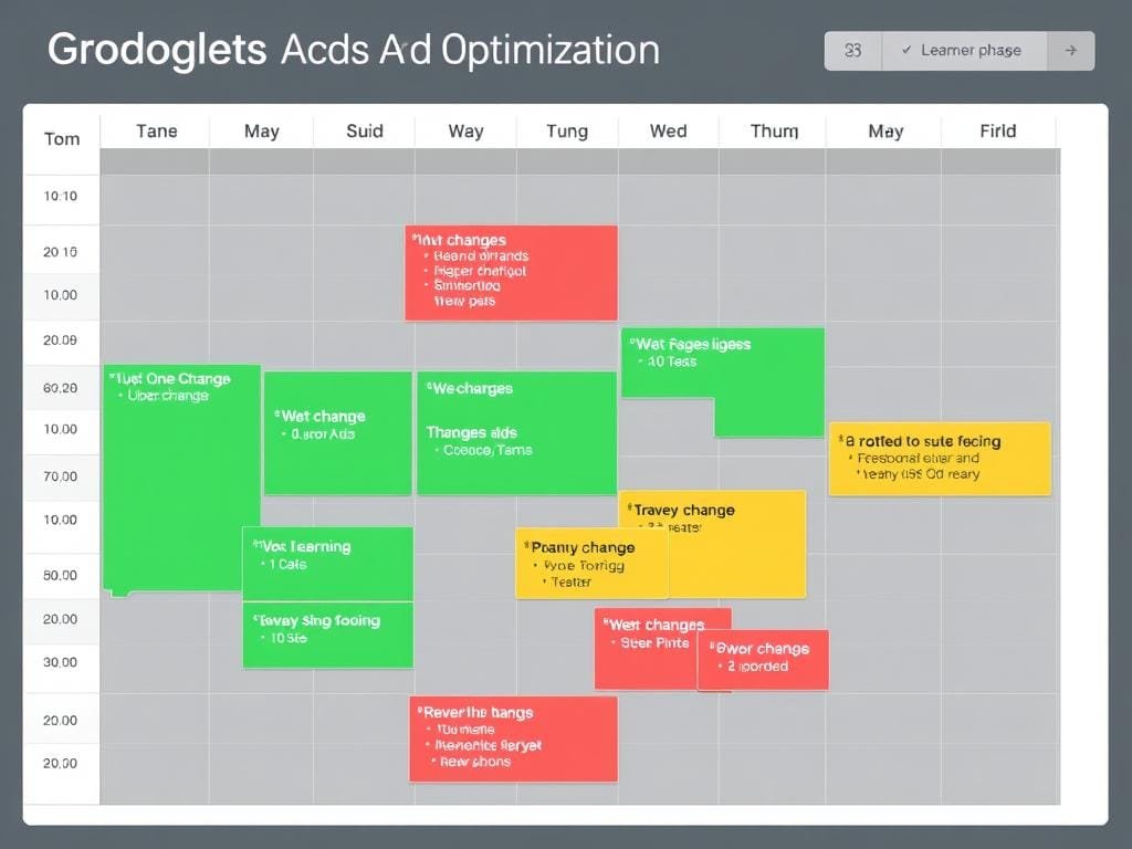 Calendário de otimização para evitar resets de aprendizado no Google Ads