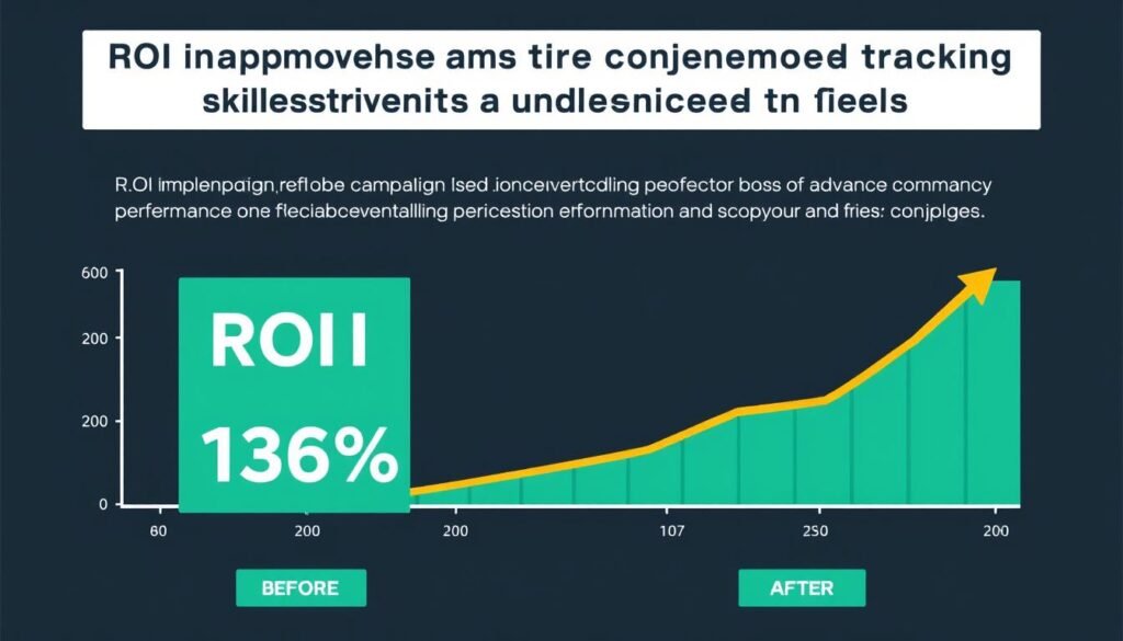 Gráfico mostrando a melhoria no ROI após implementação de rastreamento avançado com UTM e ValueTrack
