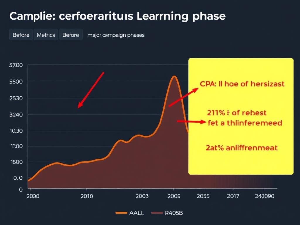 Gráfico mostrando o impacto de alterações na fase de aprendizado no Google Ads