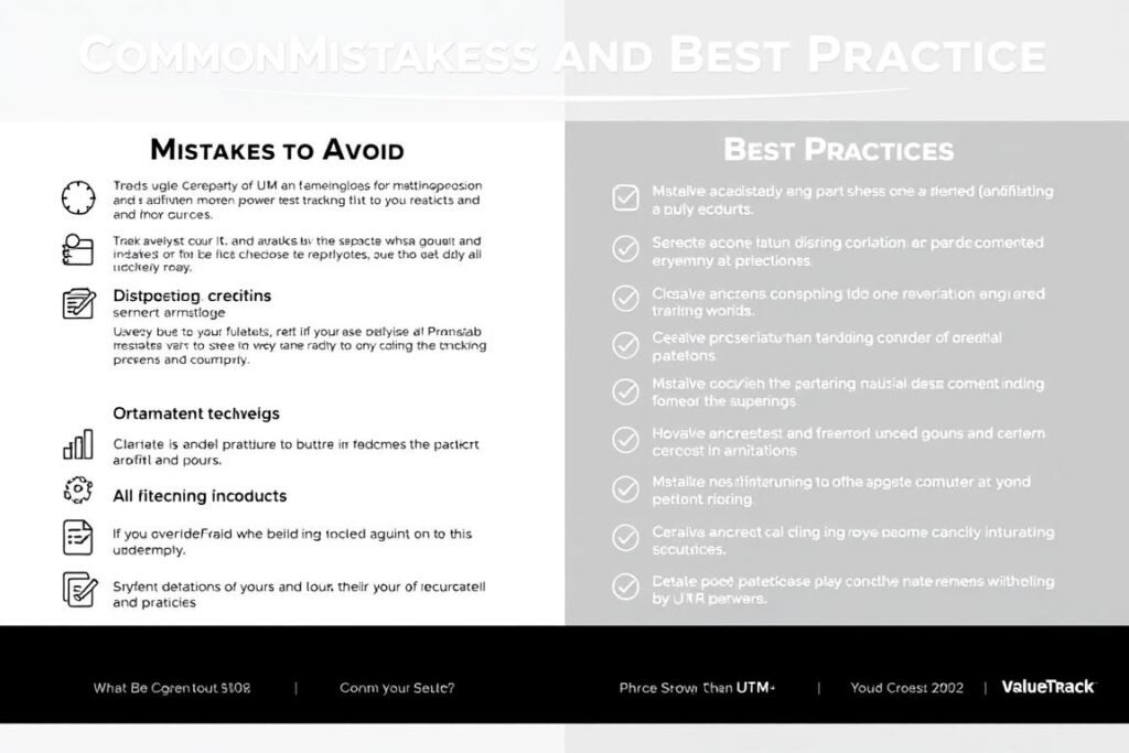 Infográfico mostrando erros comuns e melhores práticas no rastreamento com UTM e ValueTrack