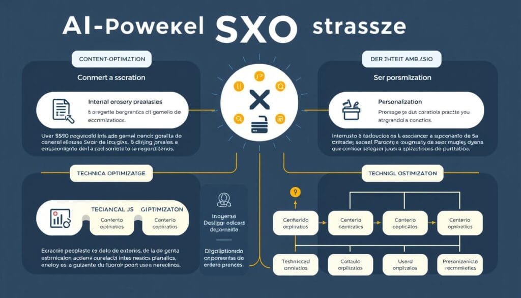 Estratégias de IA para SXO mostrando diferentes técnicas de otimização do SEO ao SXO