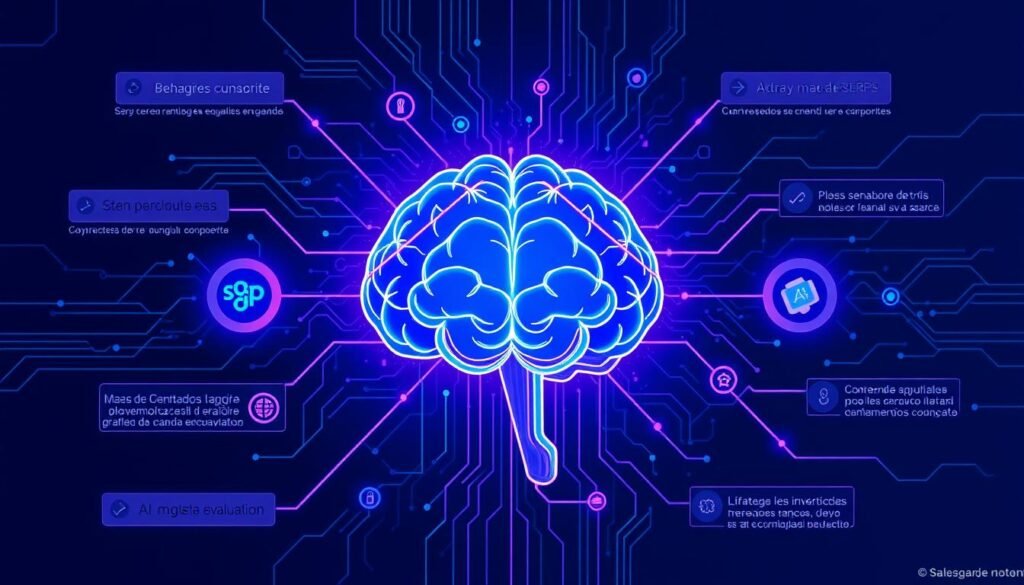 Representação visual de como a IA está sendo integrada nos mecanismos de busca do SEO ao SXO