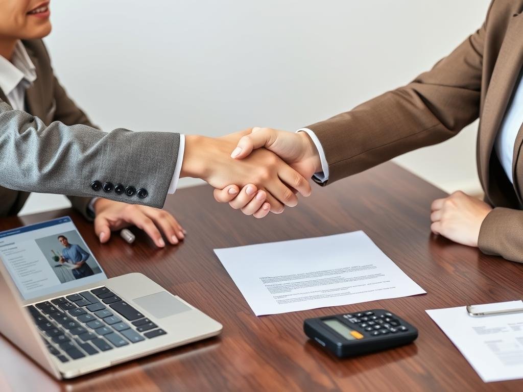 Reunião de negócios onde uma decisão de compra está sendo tomada, representando a etapa de decisão do funil de vendas