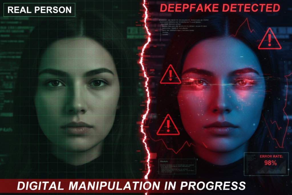 Deepfake technology demonstrating synthetic content generation risks