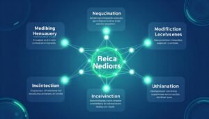 Modelos de Linguagem de Domínio Específico (SLMs) ilustrando redes neurais especializadas em diferentes setores empresariais