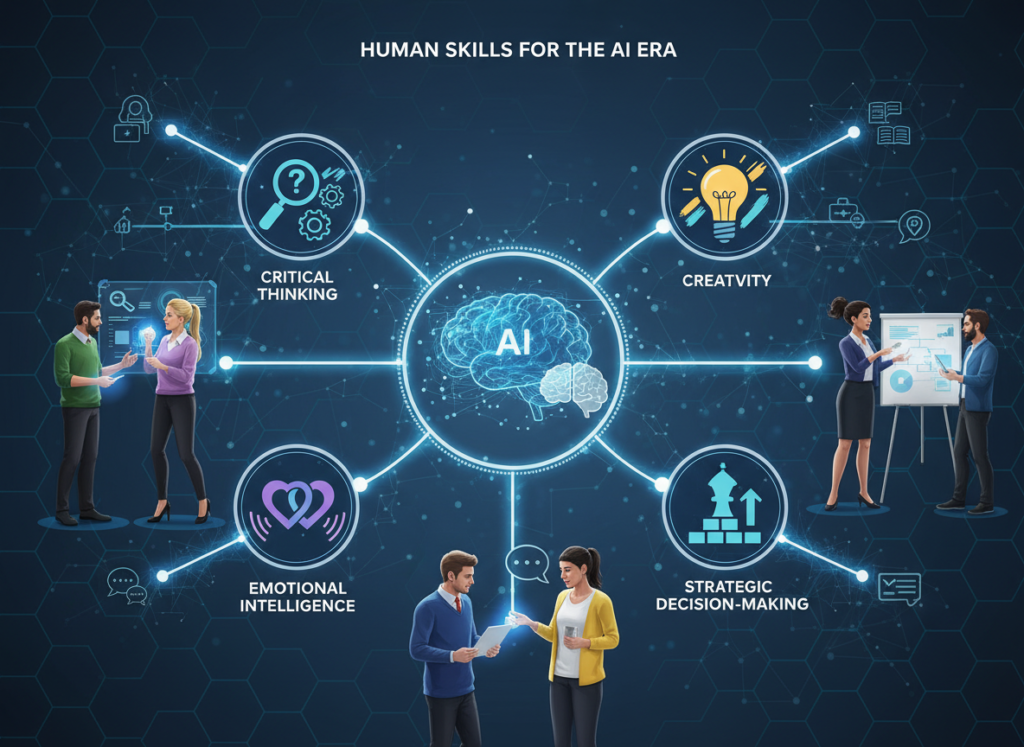 Profissionais desenvolvendo habilidades complementares à IA Agêntica