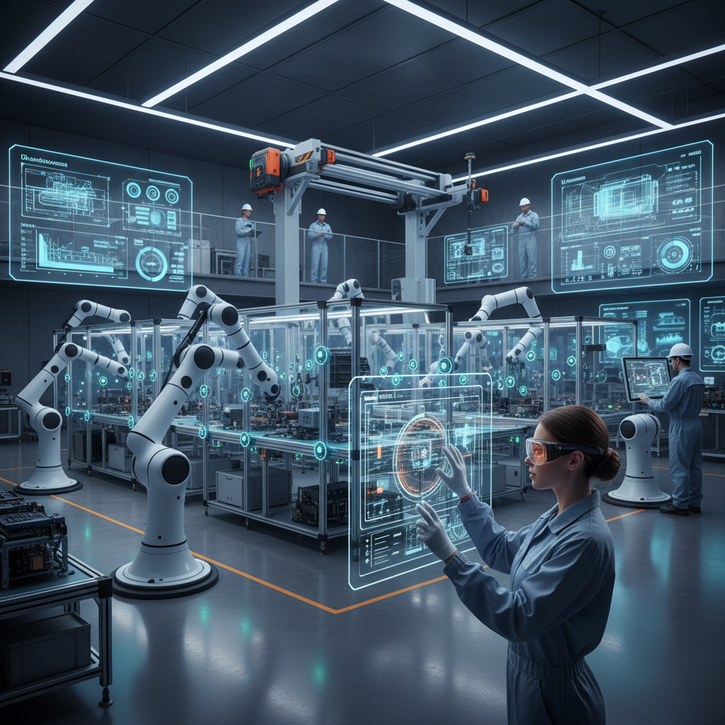 Setor de manufatura com automação inteligente e robótica