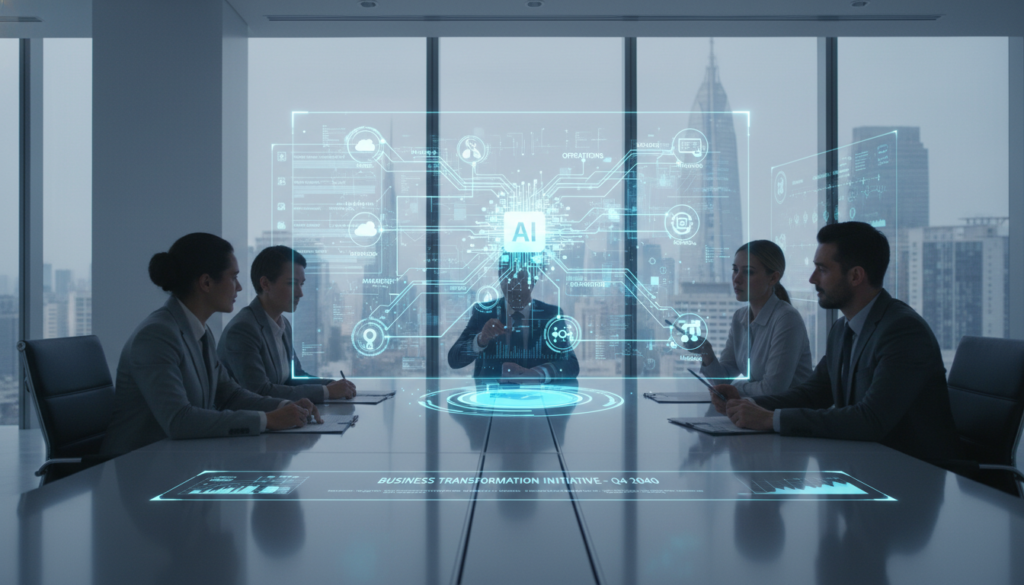 Transformação digital empresarial com IA integrada em todos os processos