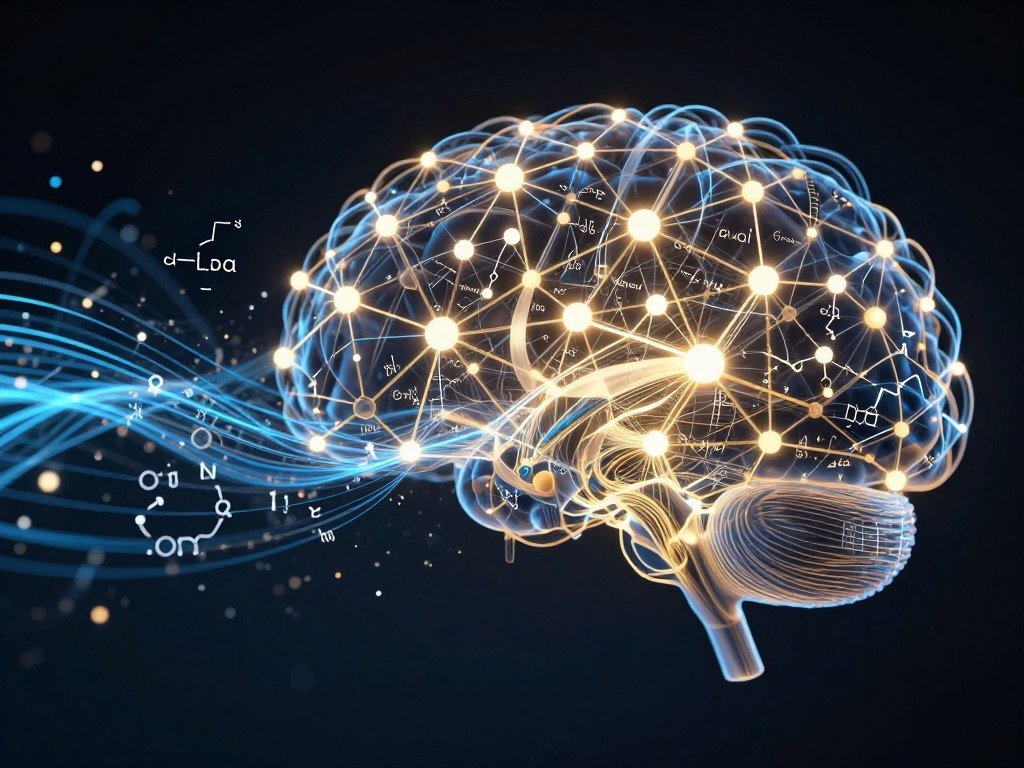 Visualização de inteligência artificial gerando hipóteses científicas através de redes neurais