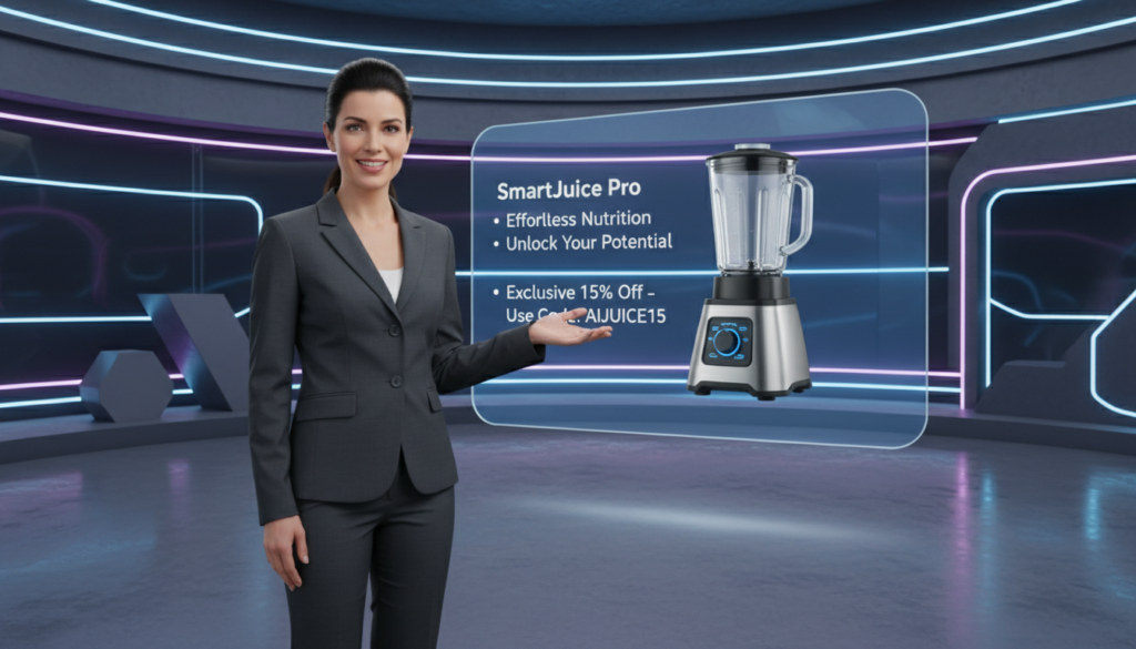 avatar IA apresentando produto em vídeo criado com Synthesia