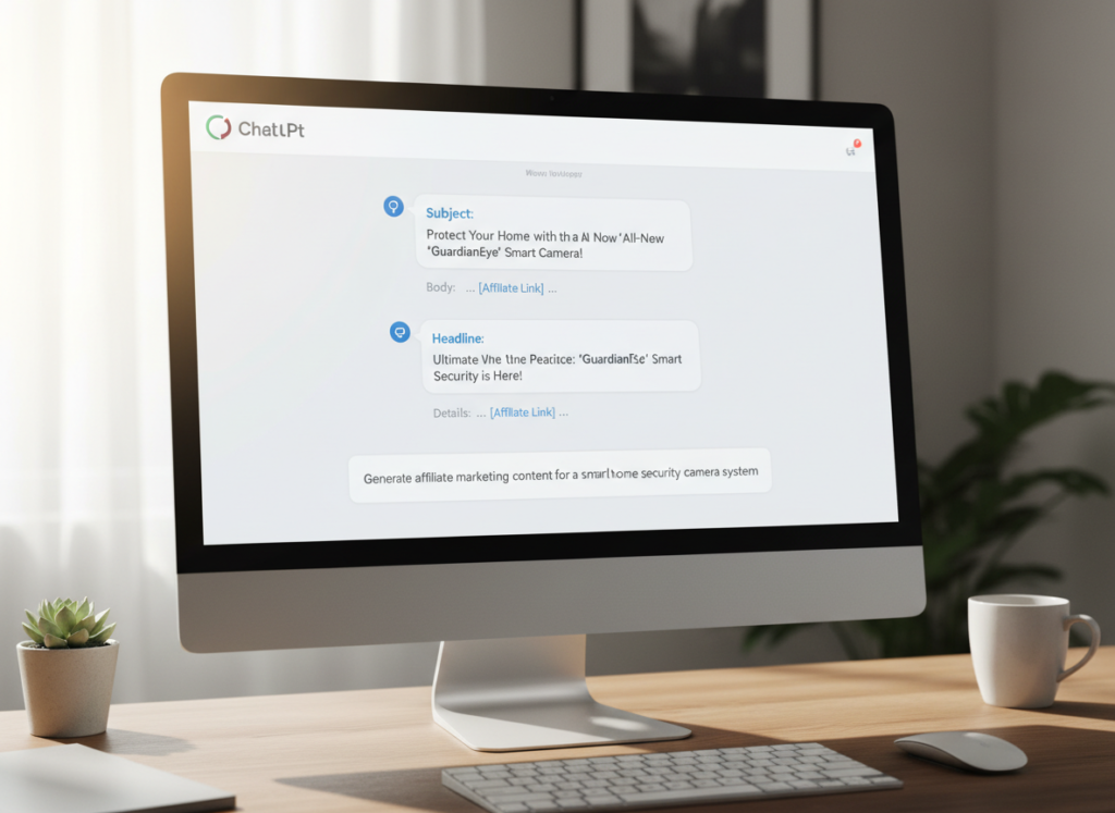 interface ChatGPT gerando textos para marketing de afiliados