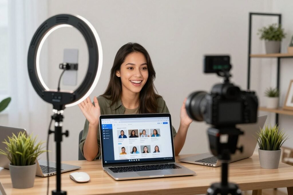 Afiliado brasileiro criando conteúdo de autoridade para redes sociais