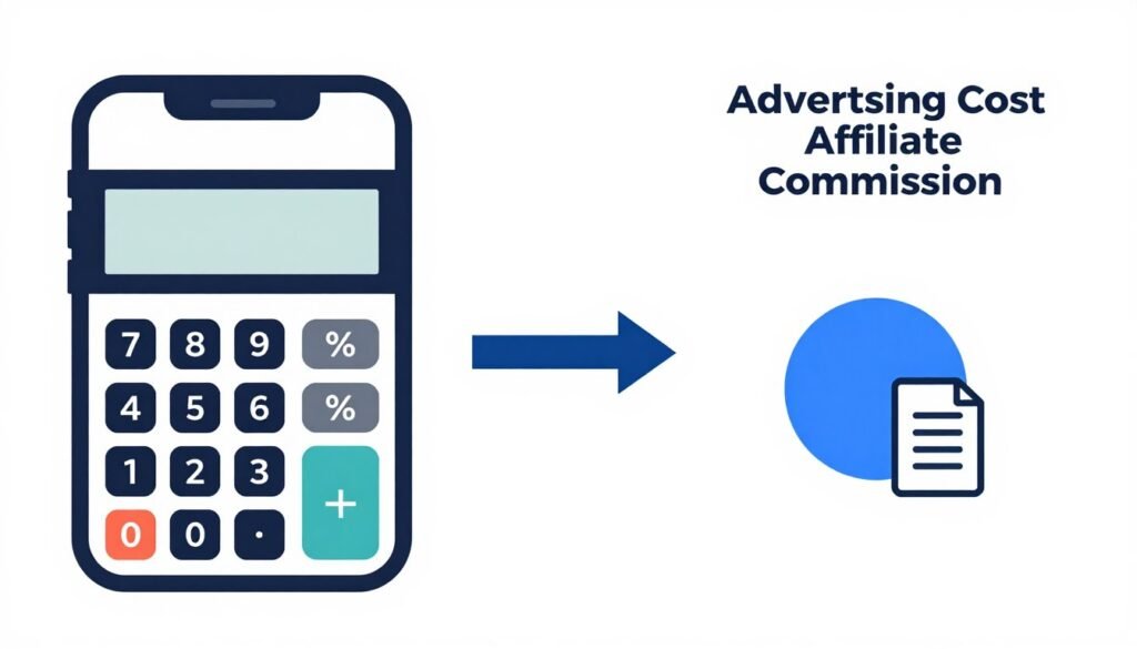 Calculadora visual de CPA mostrando relação entre custo e comissão