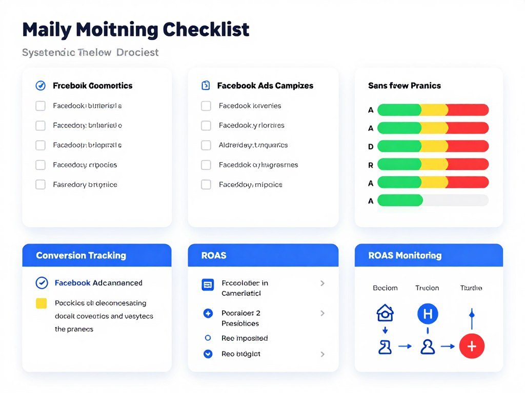 Checklist visual de monitoramento diário de campanhas Facebook Ads para afiliados