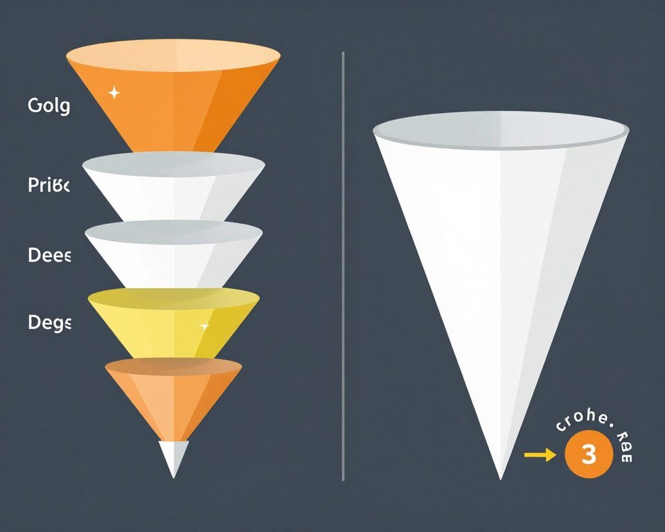 Comparação entre funil completo e funil incompleto