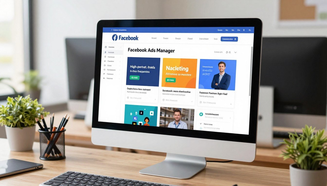 Criativos para Facebook Ads que convertem para afiliados sendo desenvolvidos em computador