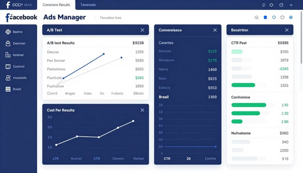 Dashboard de análise de testes A/B em campanhas de Facebook Ads