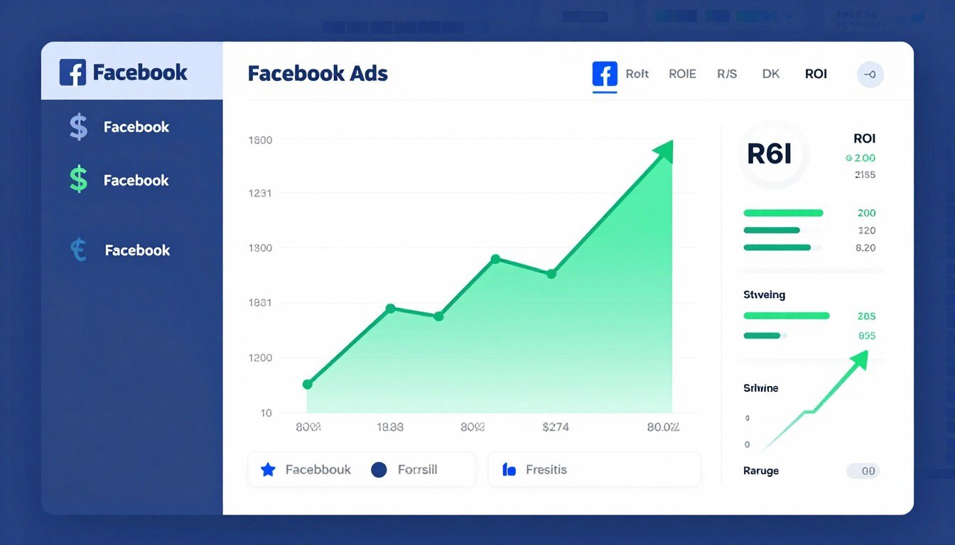 Dashboard de campanhas Facebook Ads mostrando métricas de scaling e crescimento de ROI para afiliados