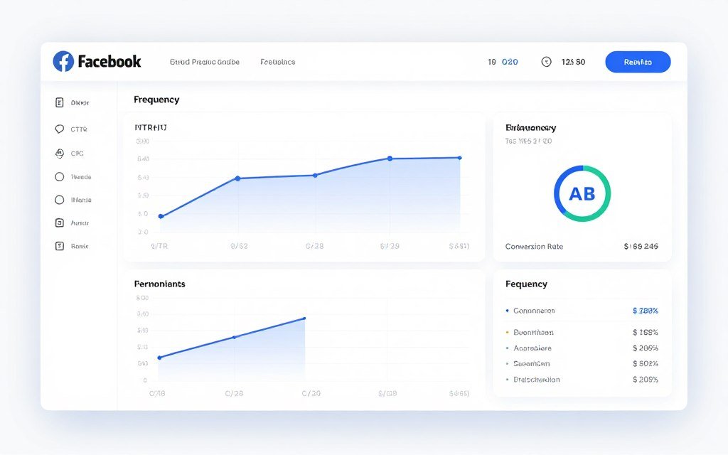 Dashboard mostrando métricas de otimização de criativos no Facebook Ads