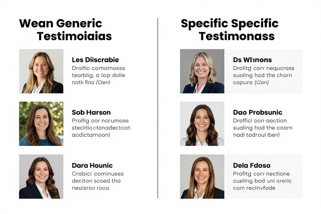 Exemplos de provas sociais fortes versus fracas