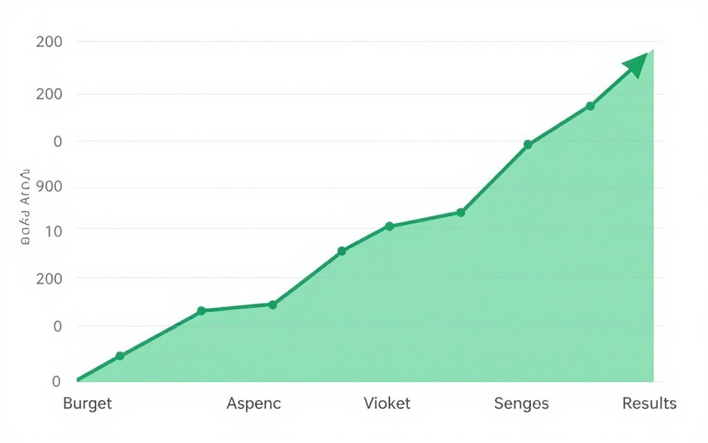 Gráfico de crescimento de orçamento e resultados ao escalar campanhas
