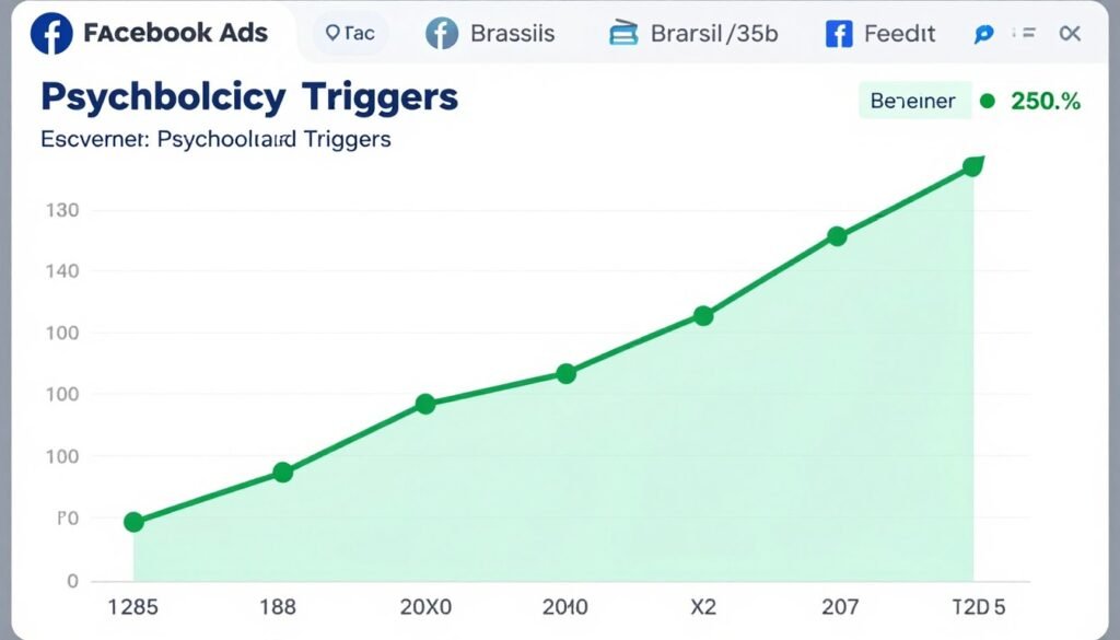 Gráfico mostrando crescimento de conversões em campanha de Facebook Ads