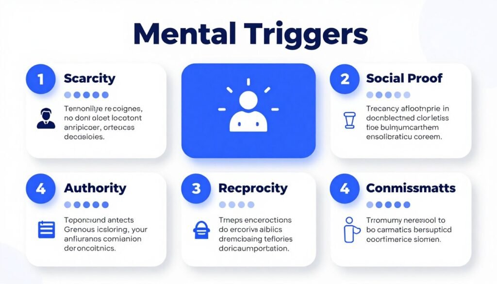 Infográfico mostrando principais gatilhos mentais para marketing de afiliados