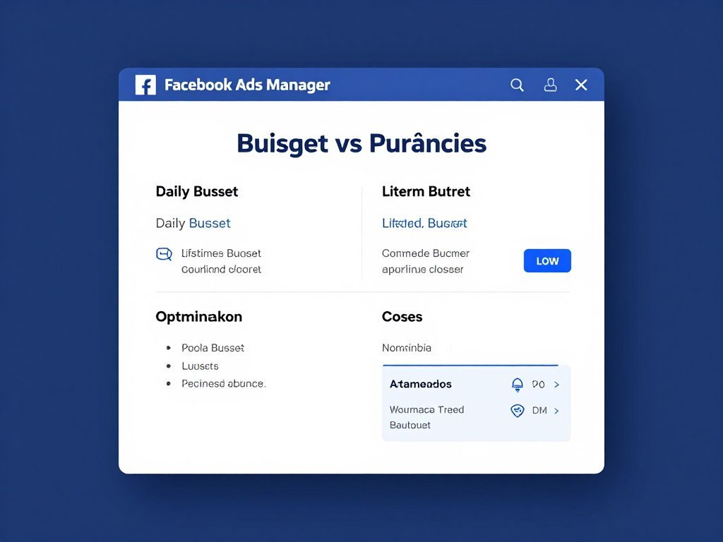 Interface de configuração de orçamento no Facebook Ads Manager