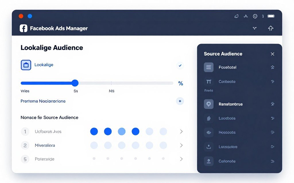 Interface de criação de público lookalike no Facebook Ads