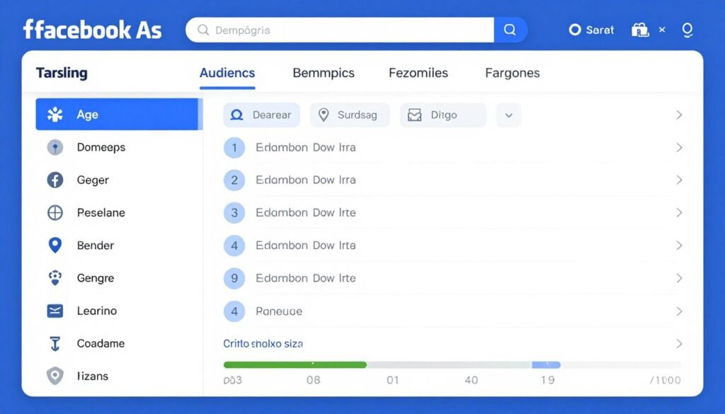 Interface de segmentação de público do Facebook Ads