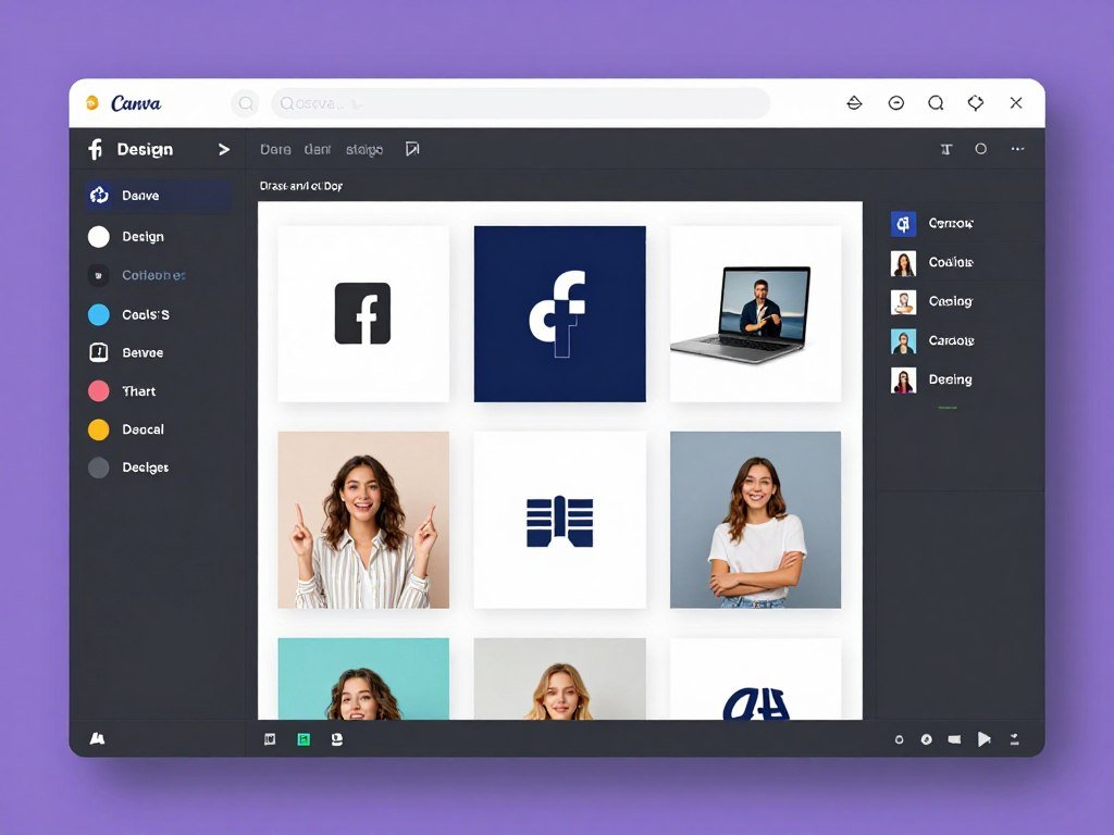 Interface do Canva mostrando templates para anúncios do Facebook