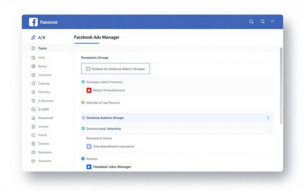 Interface do Facebook Ads mostrando segmentação de audiências para testes