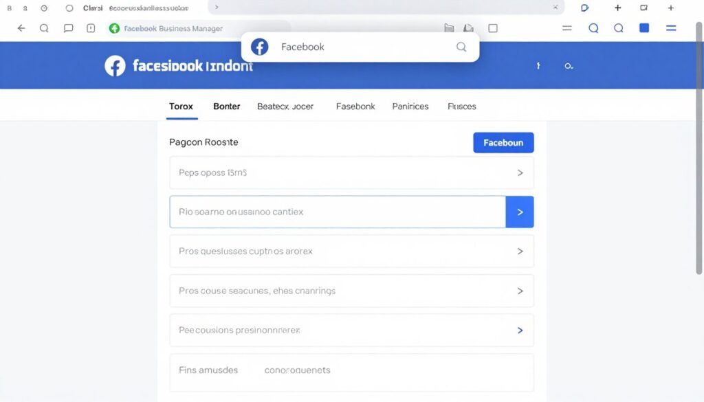Interface do Facebook Business Manager mostrando processo de criação de conta