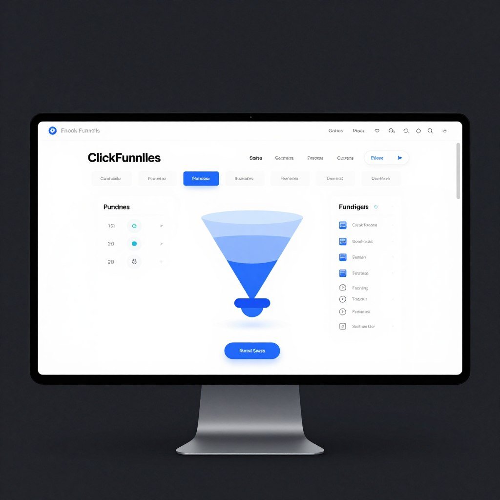 Logo e interface da plataforma ClickFunnels