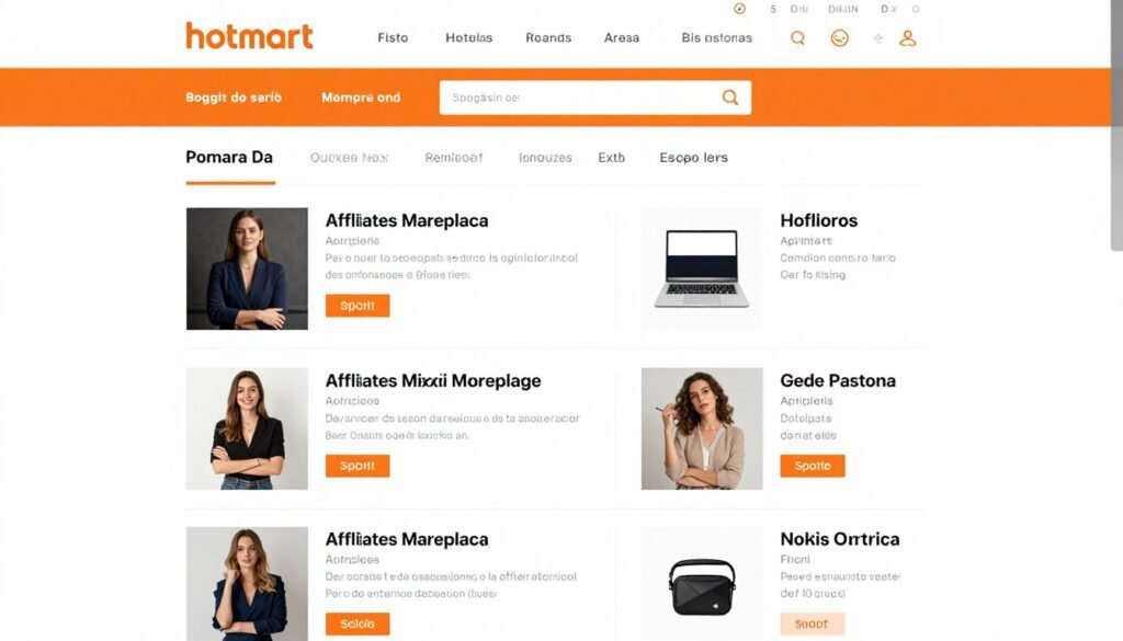 Logo e interface da plataforma Hotmart para afiliados