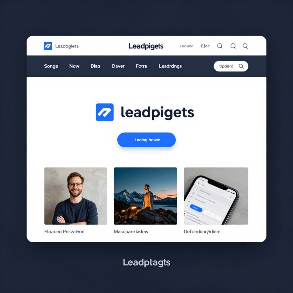 Logo e interface da plataforma Leadpages