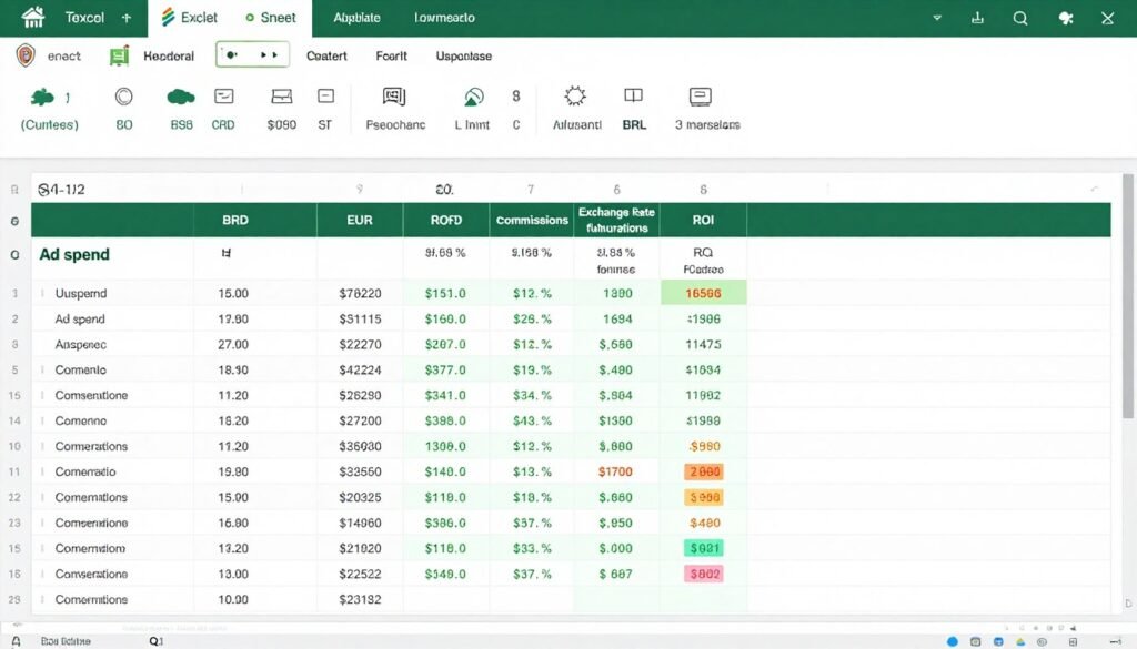 Multi-currency ROI tracking spreadsheet for affiliate Facebook Ads
