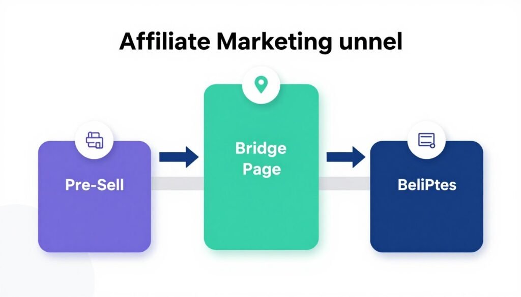 Três etapas do funil de vendas para afiliados ilustradas