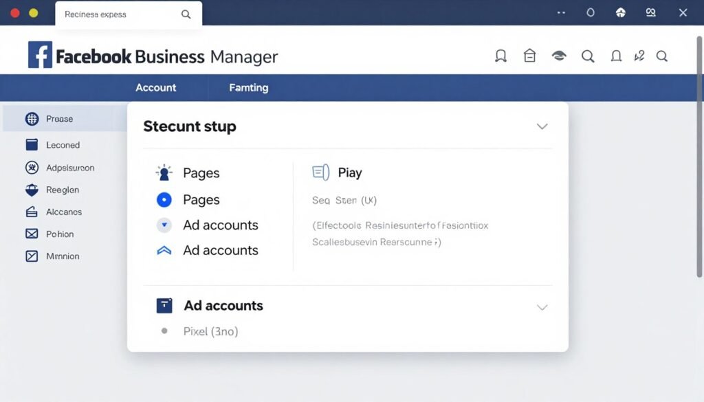configuração do Business Manager do Facebook com páginas e contas