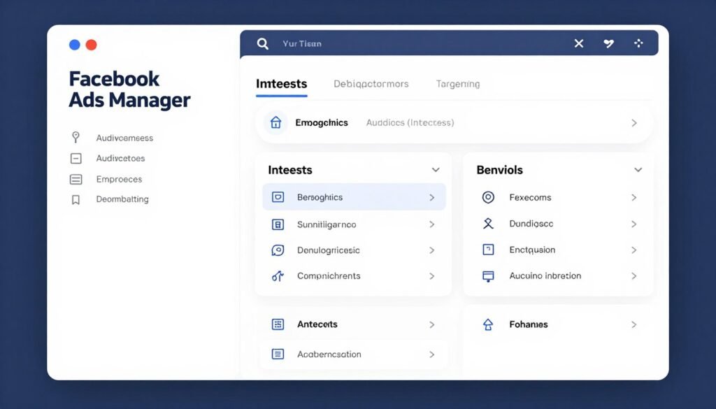 interface do gerenciador de anúncios do Facebook mostrando opções de segmentação